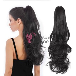 Extensie de par coada ondulata cu cleste 55 cm SS55-HT01A Negru Intens 